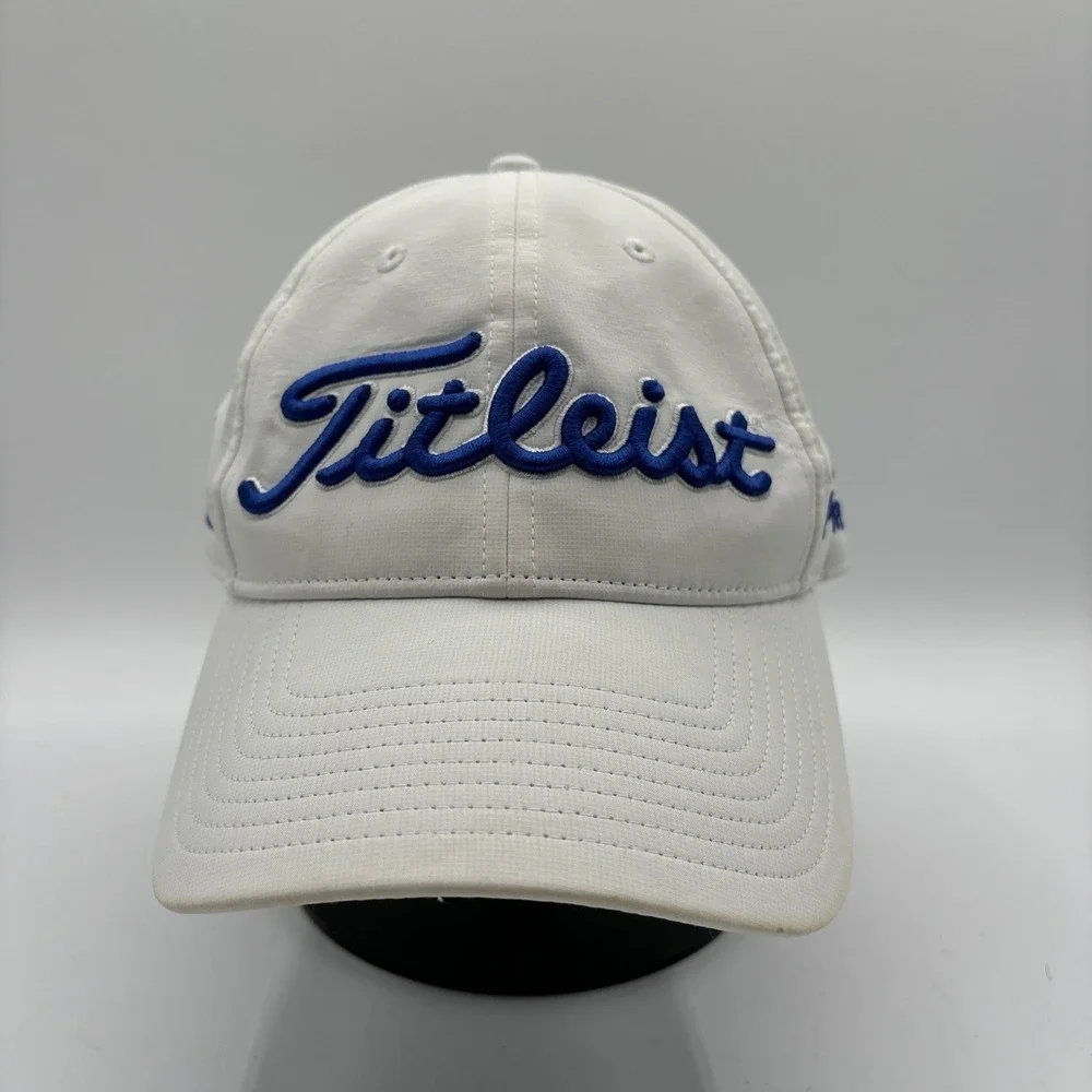 Titleist Footjoy FJ Pro V1 Strapback Embroidered Logo Golf‎ Hat Cap White Blue